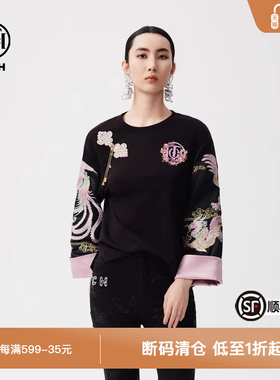 TCH春秋新款烫钻国风套头卫衣女时尚中式气质上衣T72C116120