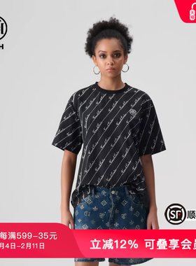 TCH夏新款轻奢潮牌烫钻休闲宽松T恤半袖男女同款T72B106189