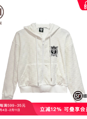 TCH潮牌烫钻连帽华夫格拉链衫夏季新款休闲宽松T69B17E6020