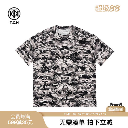 TCH轻奢夏季新款烫钻个性短袖T恤上衣男女同款T72B106207