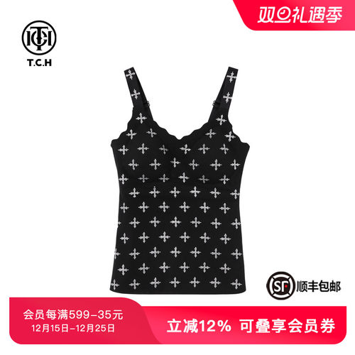TCH私服烫钻时尚百搭带胸垫款吊带背心新款T72C03E5022