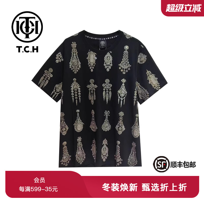 tch短袖休闲时尚薄款满钻