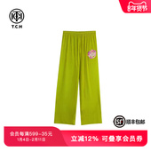 绿色丝绒阔腿裤 TCH潮牌新中式 春秋刺绣烫钻时尚 T72A20E6023