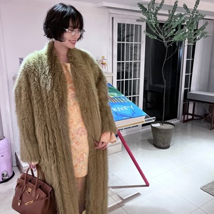 SCULPTOR林珍娜同款环保仿羊羔毛一体大衣女冬季毛茸茸皮草外套