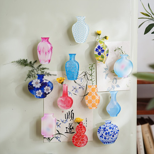 可爱日子 中式花瓶造型亚克力滴胶冰箱贴 文艺家居冰箱装饰磁力贴