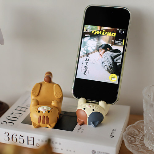 猫和虎支架摆件卡通手机支架