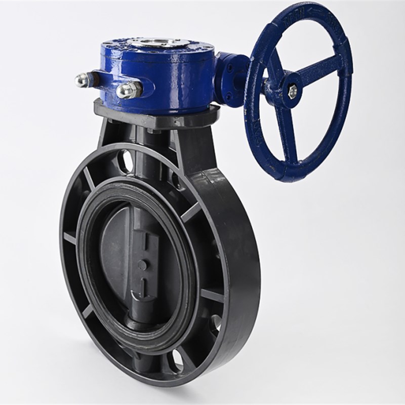 UPVC蝶阀法兰塑胶对夹蝶阀手动管道塑料I阀门开关pvc密封手柄蝶阀