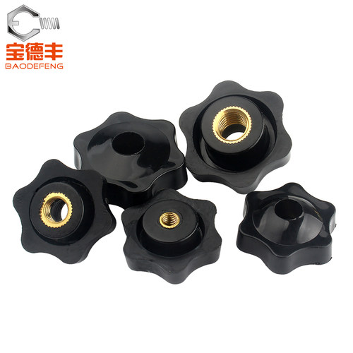 铜芯通孔六星手拧螺母六角形梅花胶木把手螺母手柄螺帽M5M6M8M10