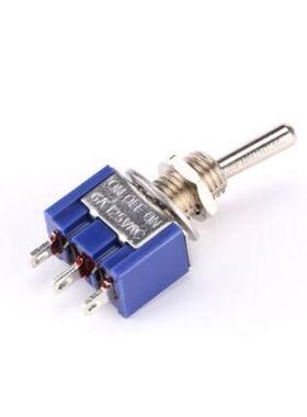 蓝色钮子开关 摇头摇臂开关3脚6脚2档3档 小型拨动电源开关6A125V