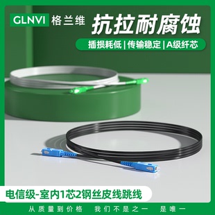 3米蝶形皮线尾纤方头GJXH蝶形皮线跳线白色黑色1芯双钢丝熔接皮线尾纤 格兰维 电信级SC SC皮线跳线1米 2米