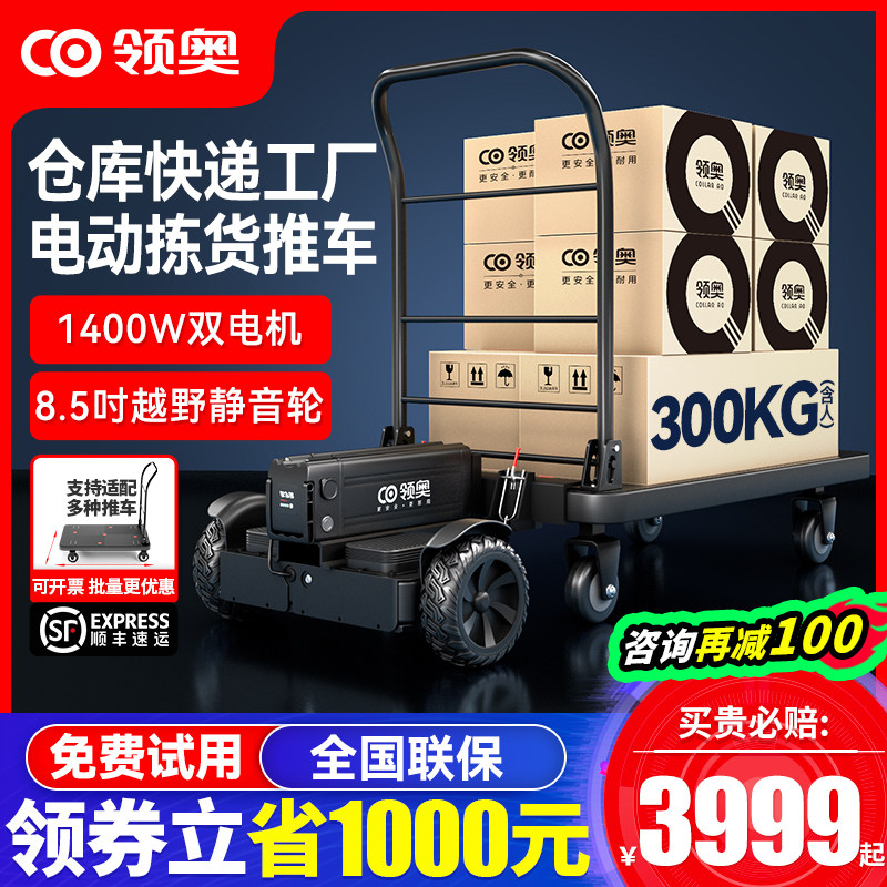 领奥小型电动手推车快递仓库载货搬运代步平衡车神器平板车工具车