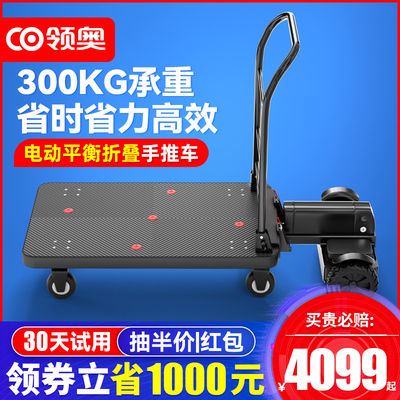 领奥电动手推车搬运神器仓库快递代步工具小型体感平衡载货平板车