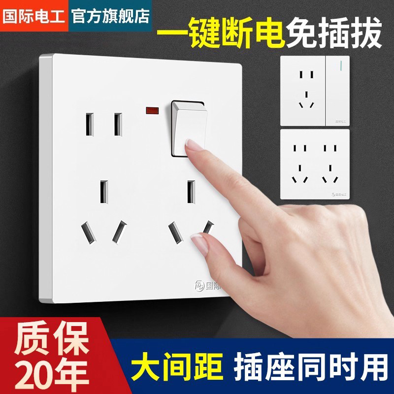 国际电工86型一开八孔插座十孔