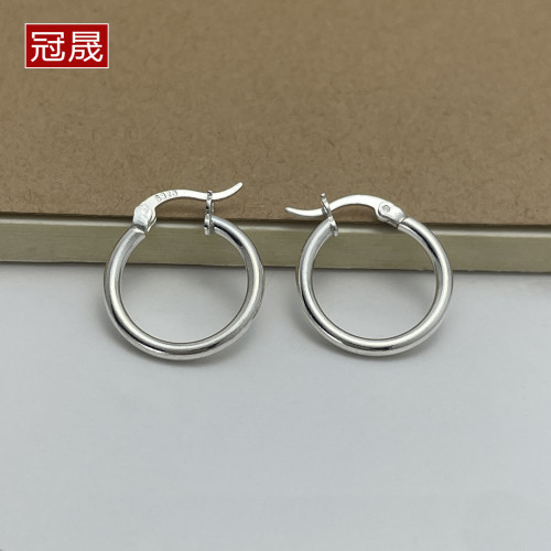 《圈环》简约个性几何款镂空圆圈纯银S925耳圈耳环