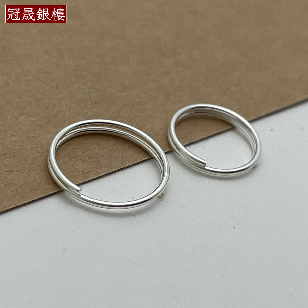 925纯银钥匙环双圈大小圈圆环连接圈DIY钥匙扣手机链挂件接口圈