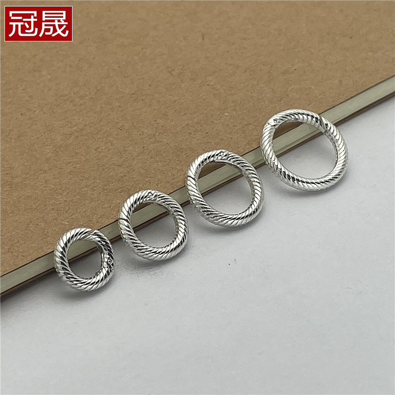 S925纯银弹簧扣圆圈扣子内开搭扣项链手链连接扣包包饰品链条配件