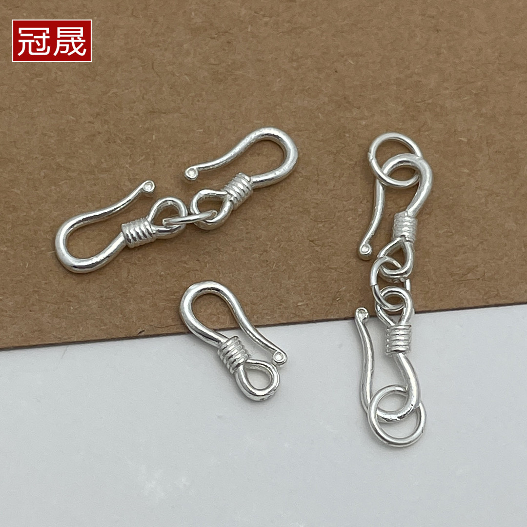 S925银双头S扣延长扣珍珠项链加长扣手工DIY手串编绳穿珠尾扣配件图片