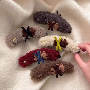 韩版 可爱小熊蝴蝶结高马尾香蕉夹高级感时髦洋气小众搭发夹