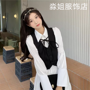 学院风连衣裙女装春季收腰显瘦气质法式设计感小众裙子