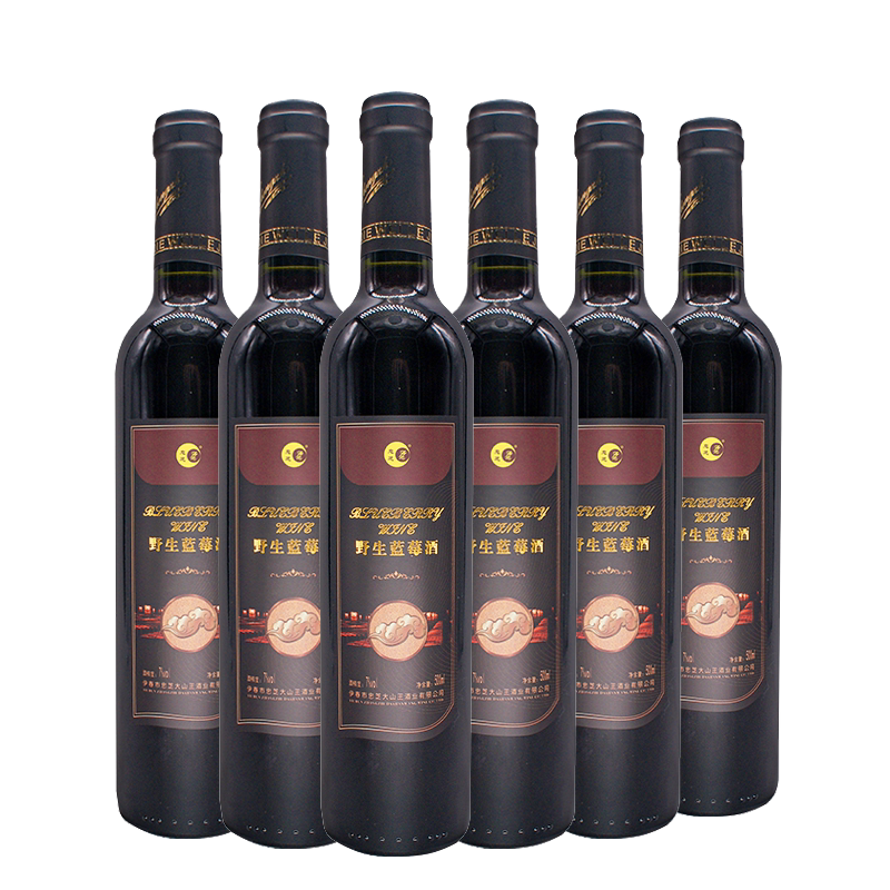 忠芝野生蓝莓酒 7度甜型果酒 女士晚安酒 宴会招待红酒黑龙江特产