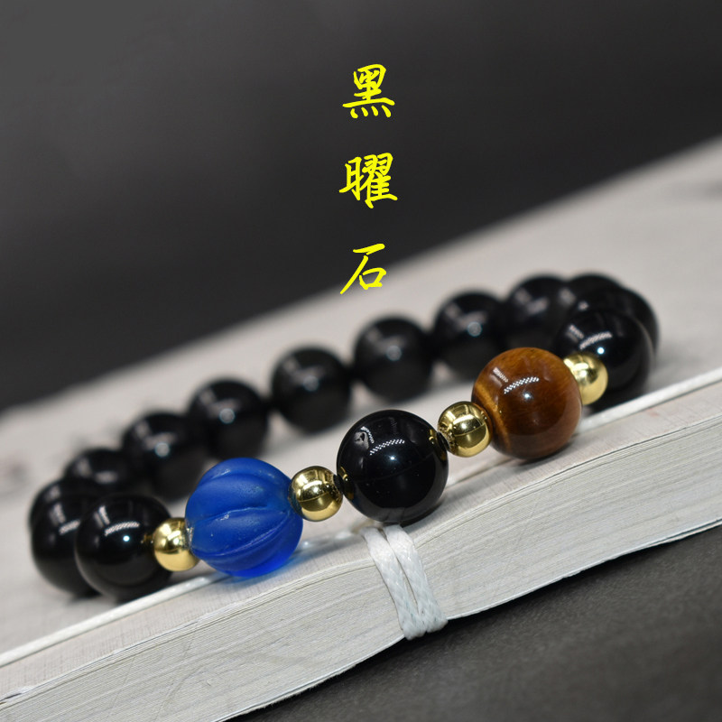 天然黑曜石手串儿原创设计