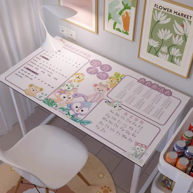 可爱卡通书桌垫乘法字母表皮革防水桌布电脑写字台学生儿童学习桌