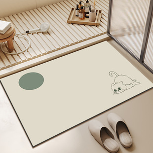 浴室地垫奶油风硅藻泥吸水速干防滑脚垫卫生间厕所门口地毯进门