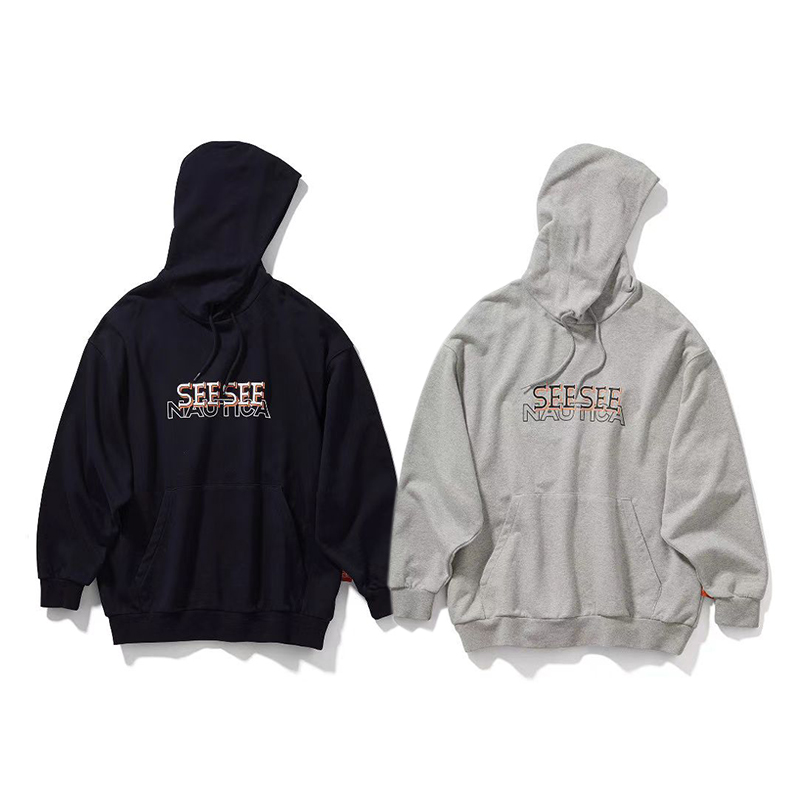 日系长谷川男女同款宽松连帽卫衣