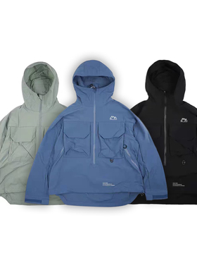 COMFY日系户外机能防水大口袋半拉连夹克连帽套头男女款休闲外套