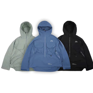 COMFY日系户外机能防水大口袋半拉连夹克连帽套头男女款休闲外套
