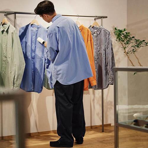 24AW日系纯色长袖衬衫男女款刺绣宽松休闲衬衣上衣