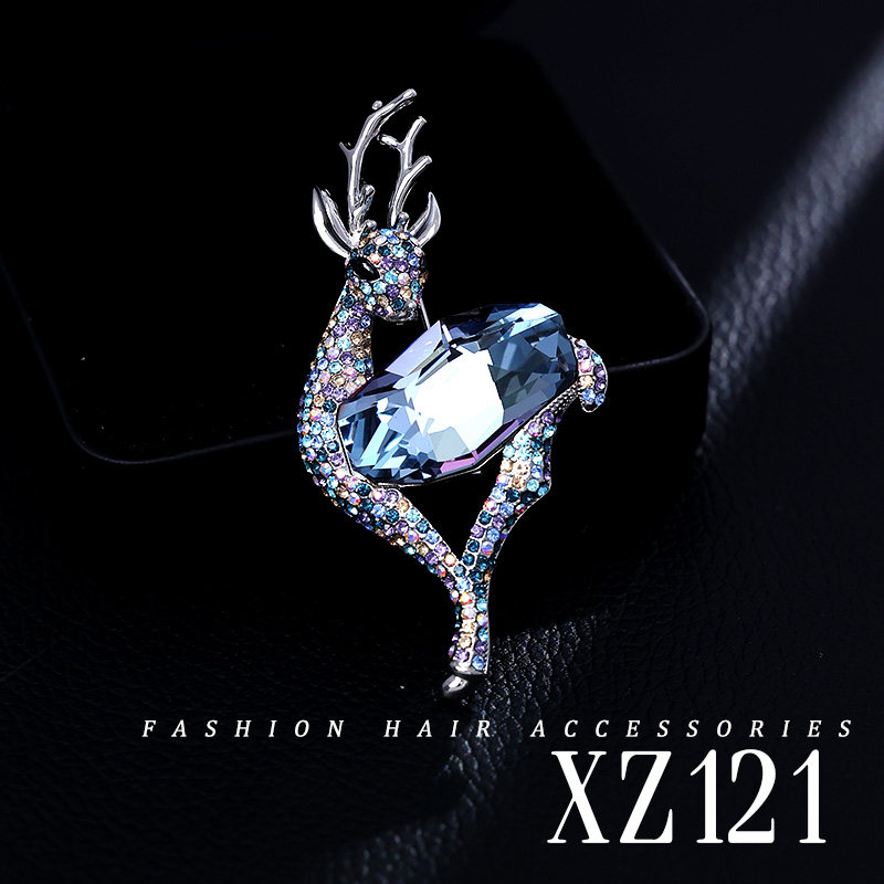 林深见鹿高档水晶小鹿胸针女气质高级感精致连衣裙西装配饰