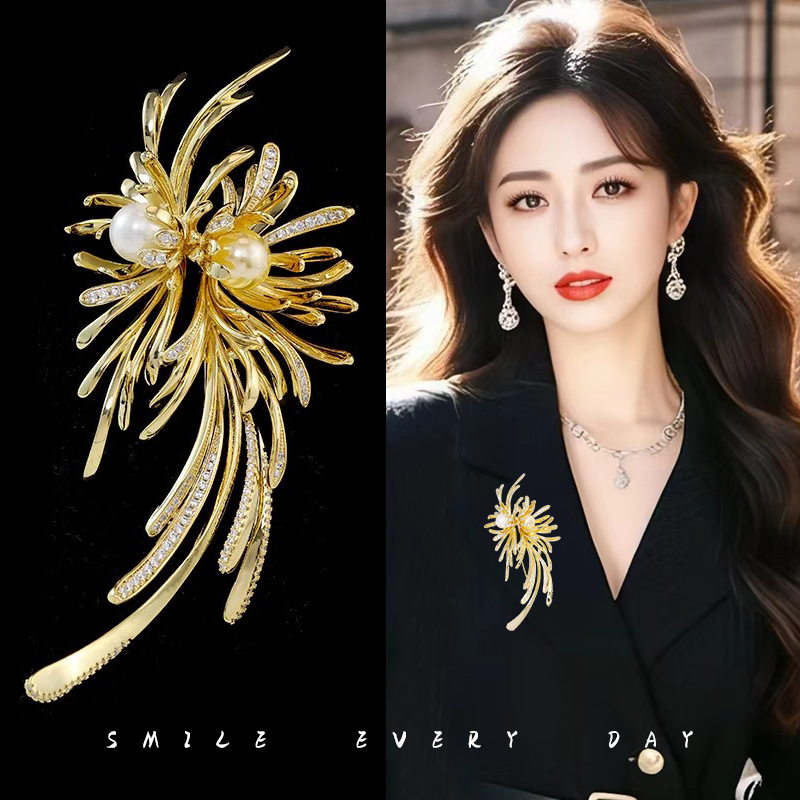 高档奢华设计感婚庆礼花胸针女时尚精致胸花个性气质外套西装别针