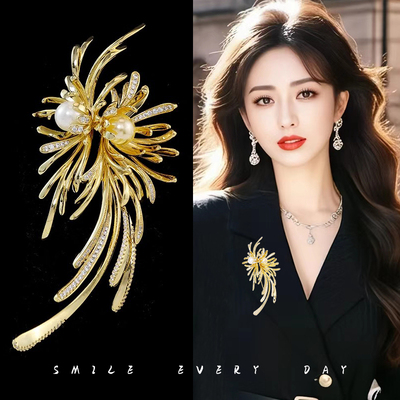 高档奢华设计感婚庆礼花胸针女时尚精致胸花个性气质外套西装别针