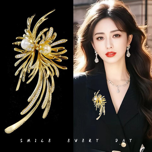 高档奢华设计感婚庆礼花胸针女时尚精致胸花个性气质外套西装别针