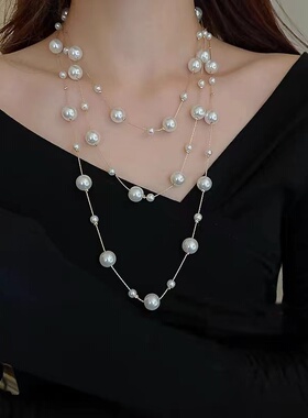 仿珠项链女款2026新款爆款轻奢高级感秋冬长款毛衣链大气高档配饰