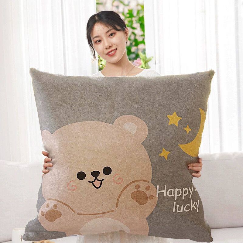 可爱卡通抱枕沙发客厅卧室女生大号正方形靠背靠垫枕套不含芯靠枕