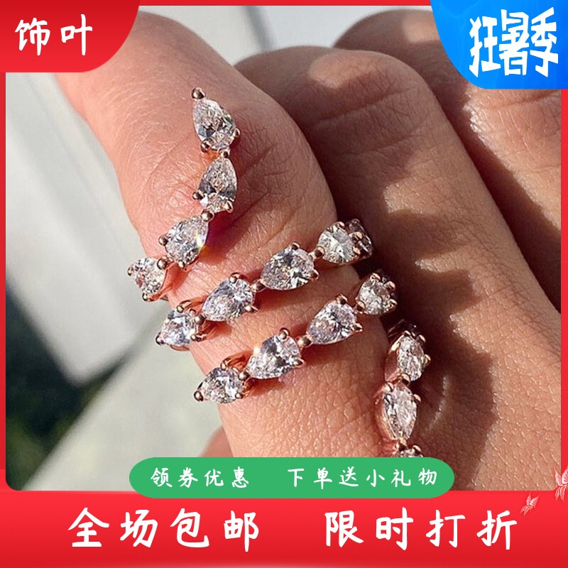 新款外贸ring女士镶锆石戒指创意
