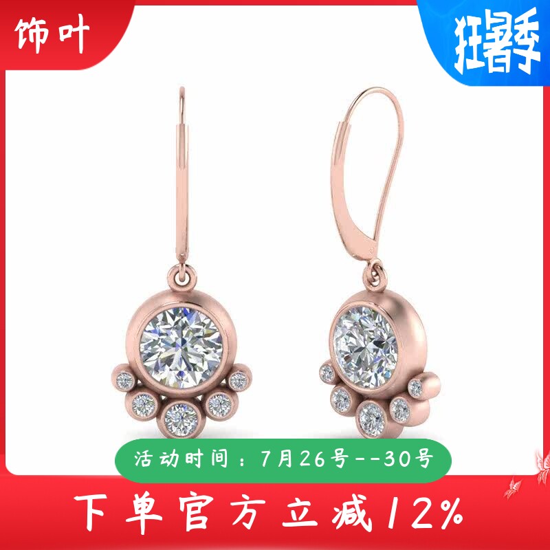 新款精美耳饰玫瑰金色几何圆形钻