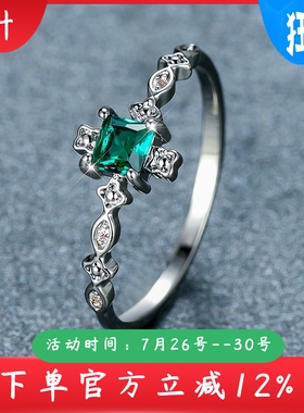 新款时尚爆款精致小巧托帕石戒指女士欧美镶钻蓝色托帕石戒指首饰