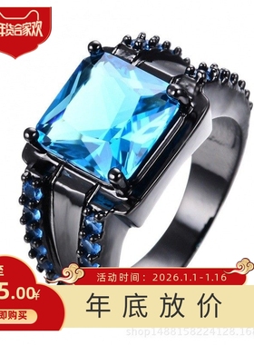 新款跨境欧美创意时尚锆石方形白色4爪大钻 戒指指环首饰