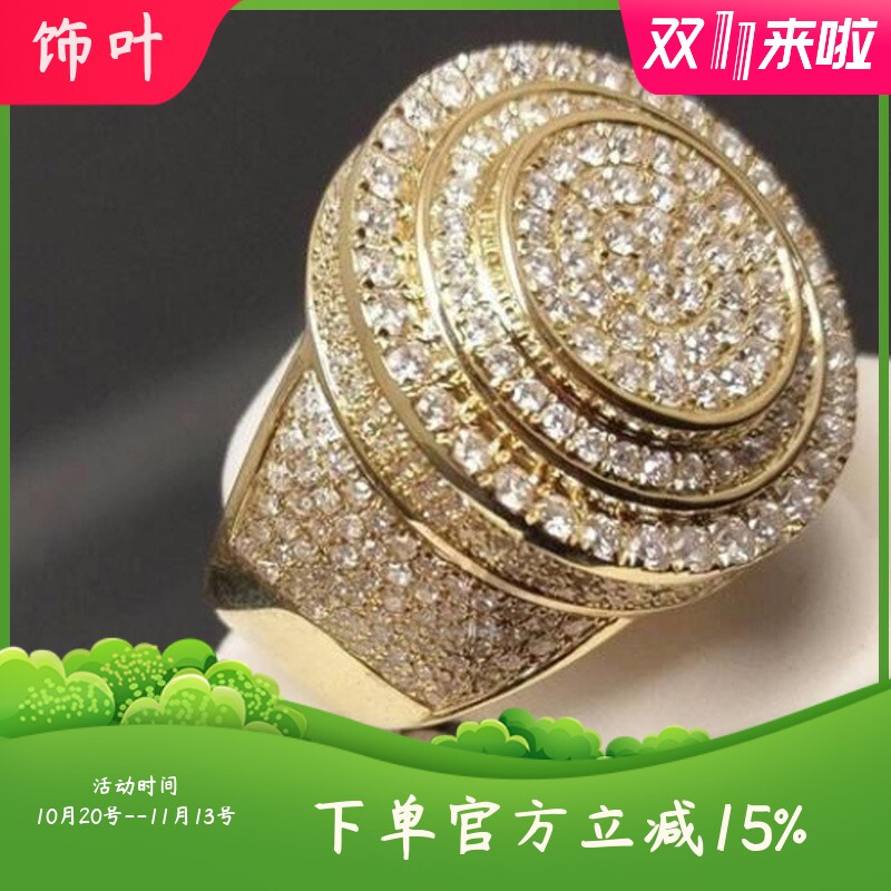 新款跨境镀仿金镶水钻戒指欧美流