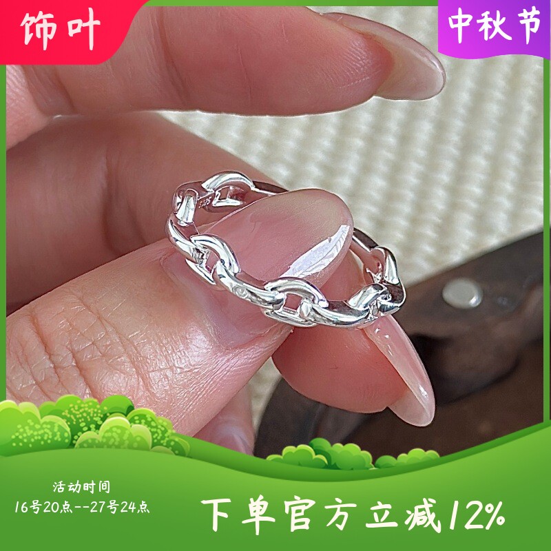 S925纯银韩版小众设计感复古链条