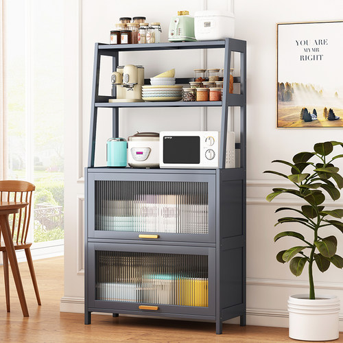 厨房多功能收纳置物架落地多层调料品碗柜新款转角微波炉餐边柜子