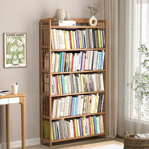 wawj楠竹书桌旁小书架落地置物