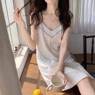 睡衣家居服 V吊带睡衣女夏款 棉高级感火辣夏季 薄款 纯欲风夏天无袖