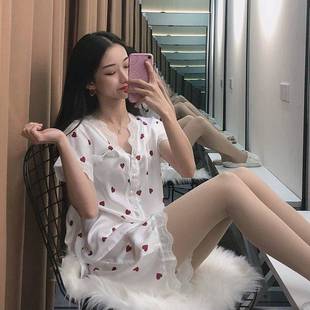 公主风宫廷可爱日系家居服套 睡衣女夏季 冰丝短袖 薄款 性感很仙