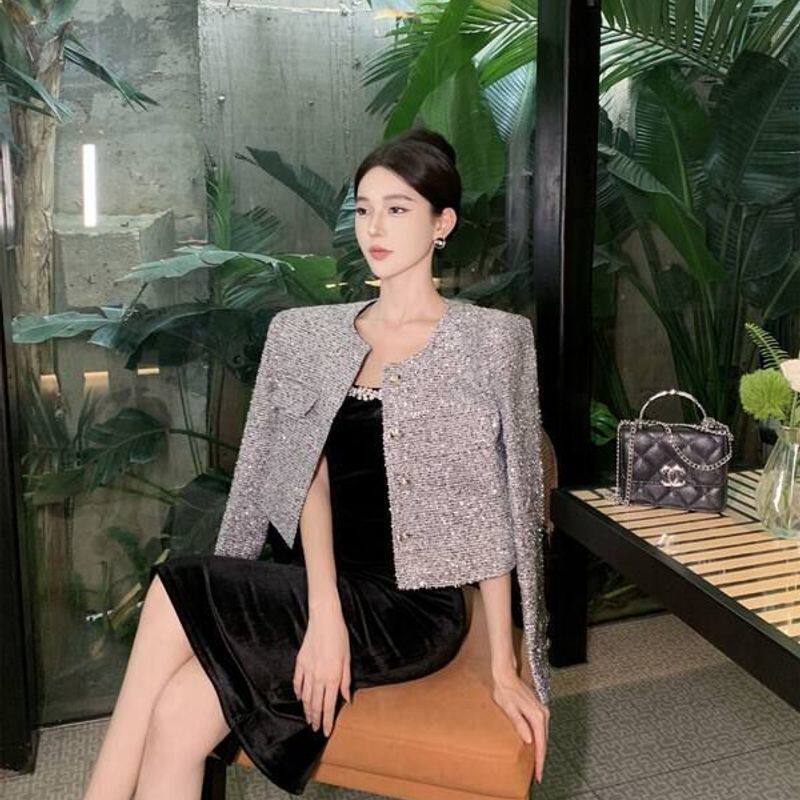 【工厂直批】连衣裙御姐风轻奢镶钻抹胸设计感夏季新款黑色包臀裙