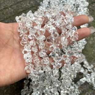 天然巴西白水晶茶晶冲角切面边孔随形不规则异形散珠diy饰品配件