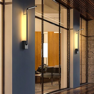 户外长条墙壁灯别墅阳台灯人体感应防水灯简约庭院洗墙灯室外壁灯